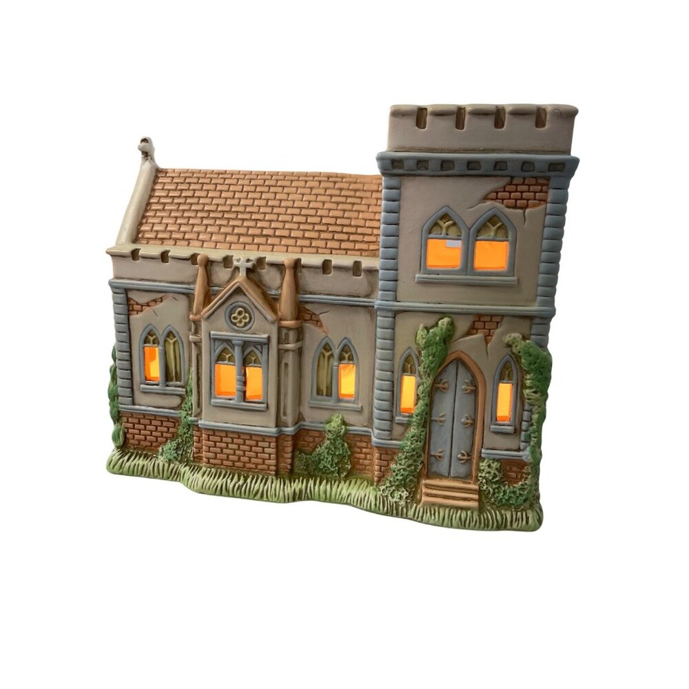 Lefton Honey Brook Hollow Easter Spring Cottage Church Lighted Building Retro